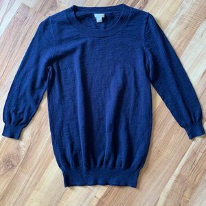 J. Crew Factory navy 3/4 sleeve crew neck sweater